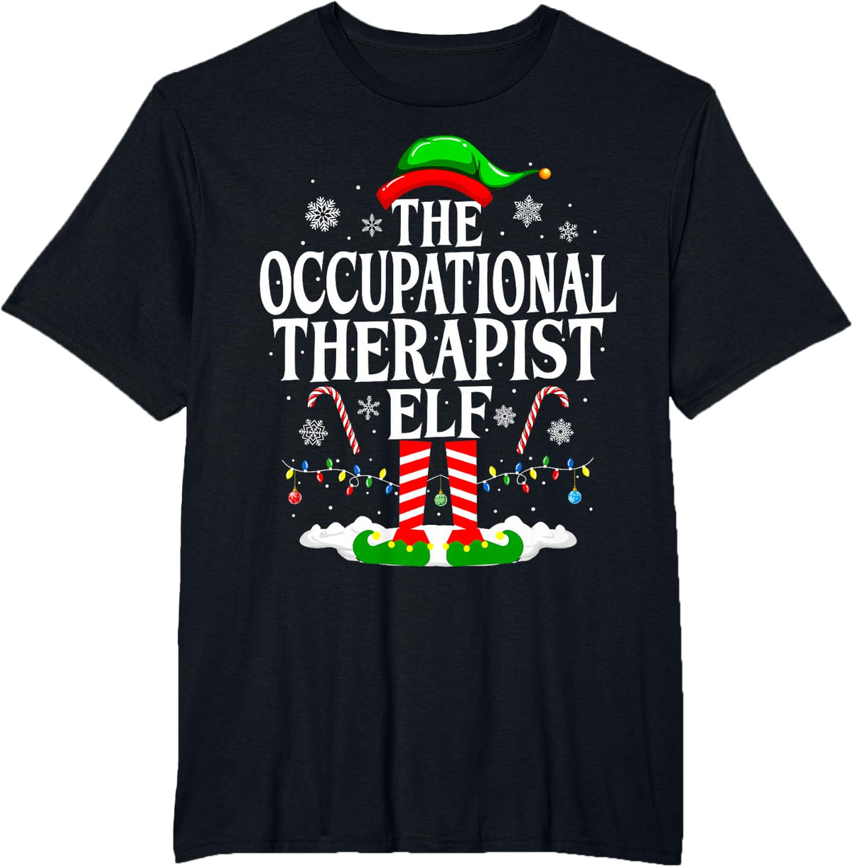 Occupational Therapist Elf OT Christmas Occupational Therapy T-Shirt - Black