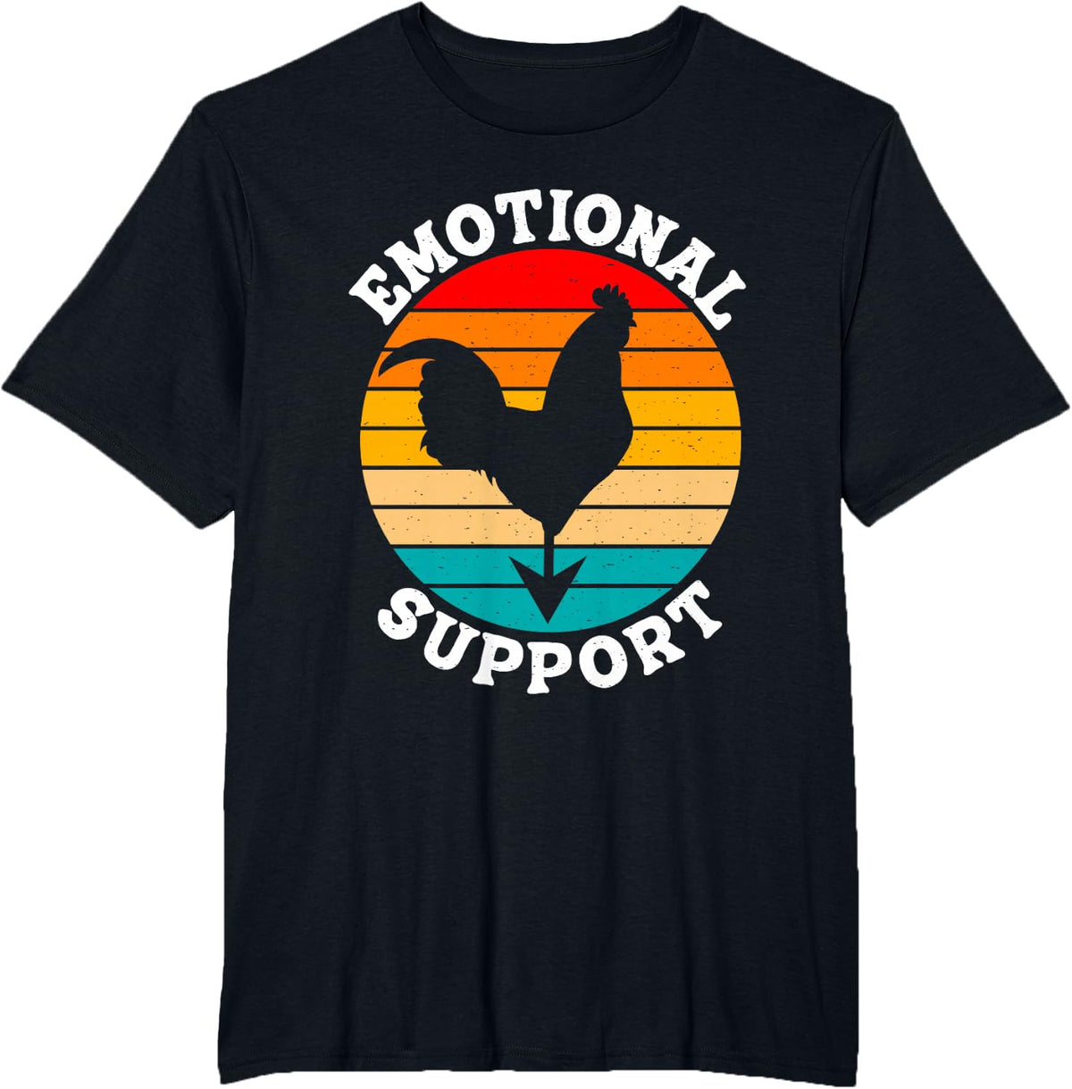 Retro Chicken Emotional Support Cock Fanny Vintage T-Shirt - Black