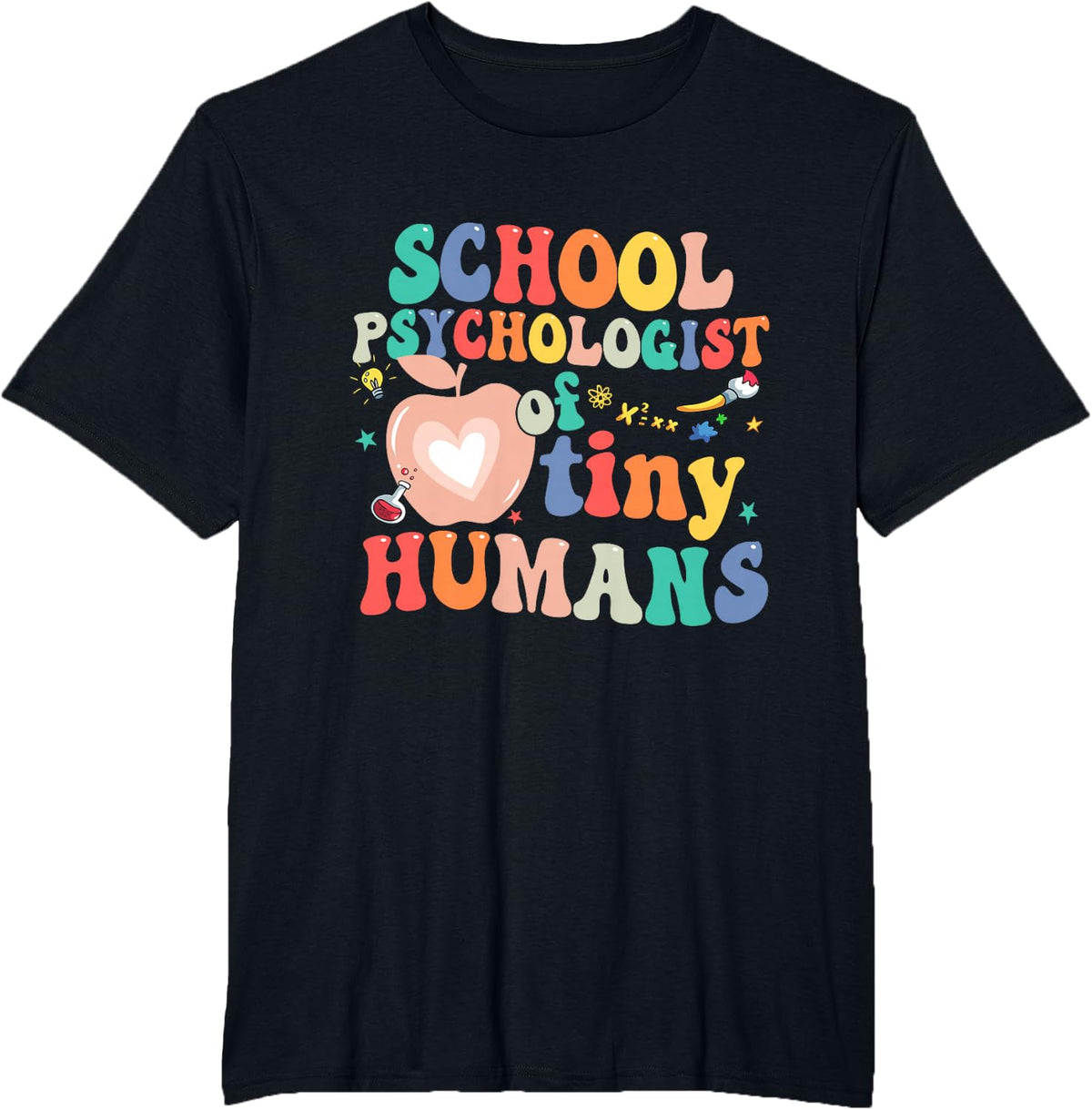 Boho School Psychologist Of Tiny Humans First Day Of School T-Shirt - Black