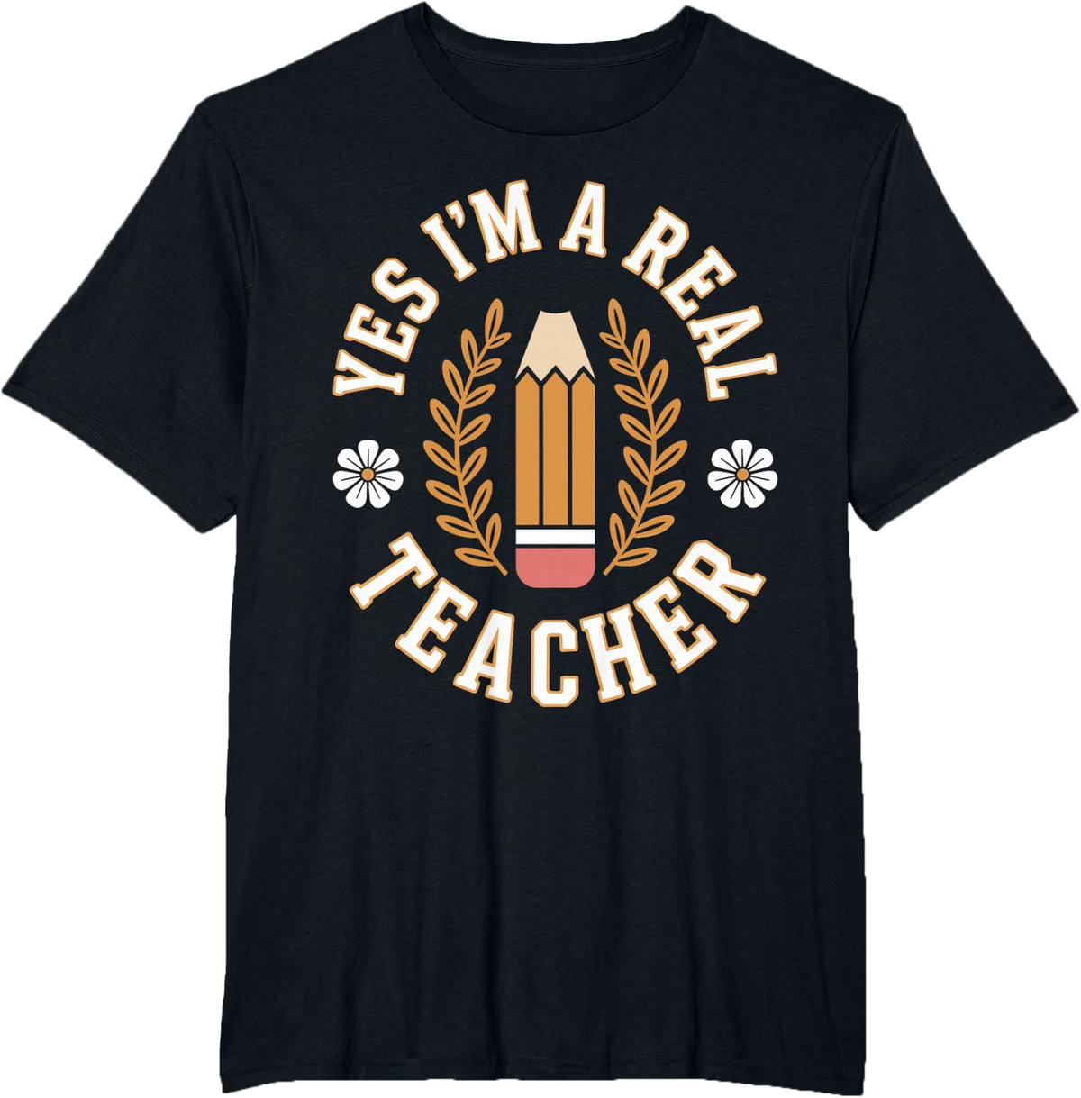 Yes I'm A Real Teacher Substitute Teacher School T-Shirt - Black