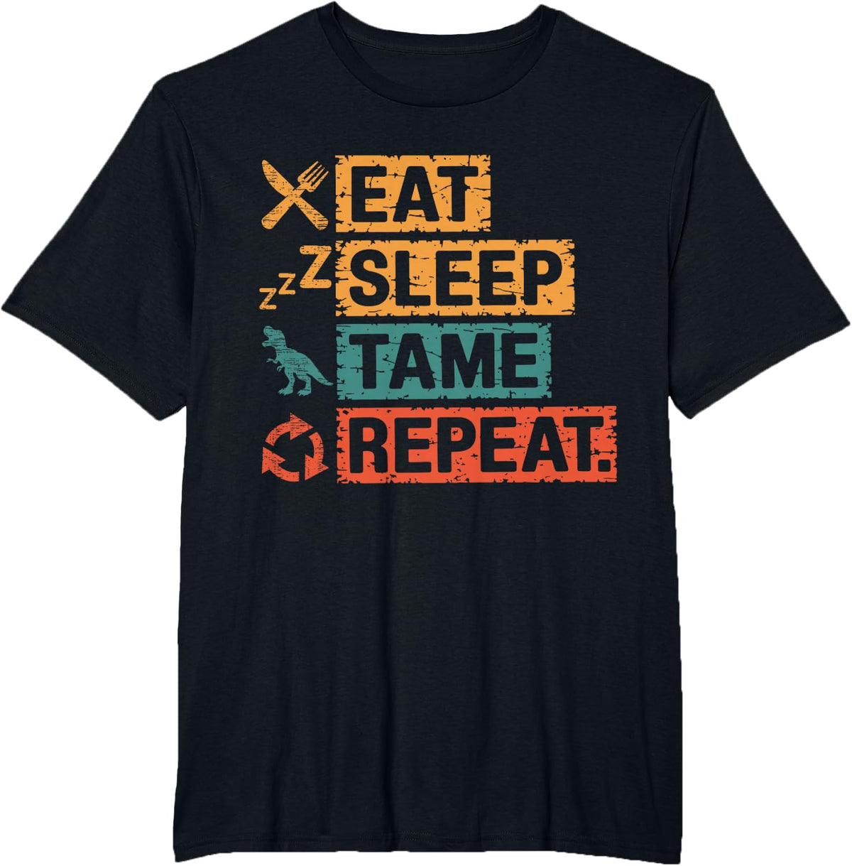 Womens Eat Sleep Tame Repeat Gamer Dinosaur Trex Lover T-Shirt - Black