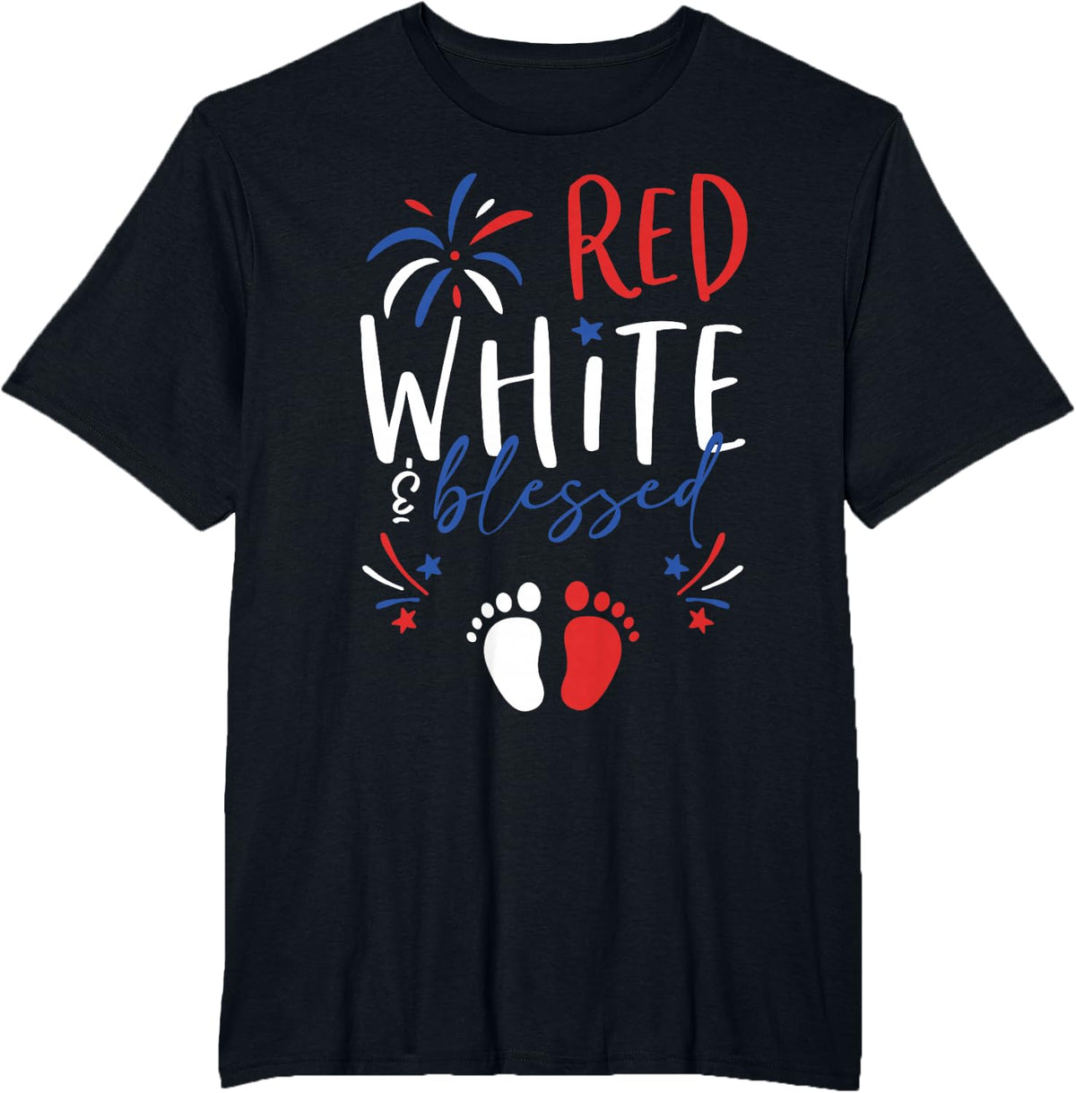 4th of July Pregnancy Women Dress Cute Patriotic Baby Reveal T-Shirt - Black
