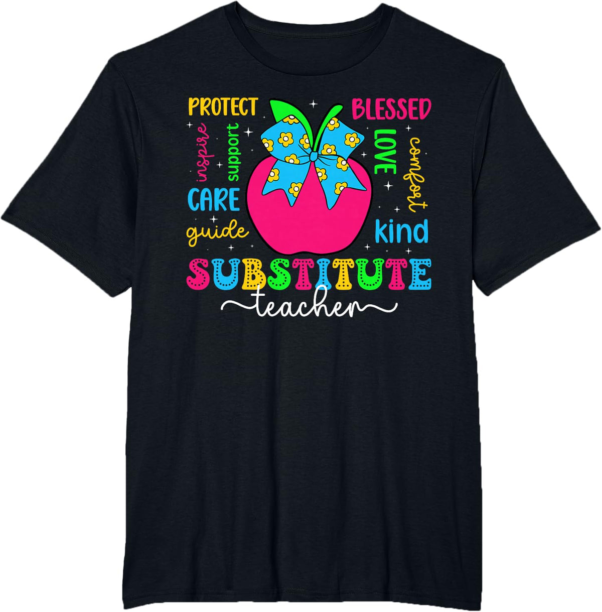 Groovy Substitute Teacher Appreciation Sub Teacher T-Shirt - Black