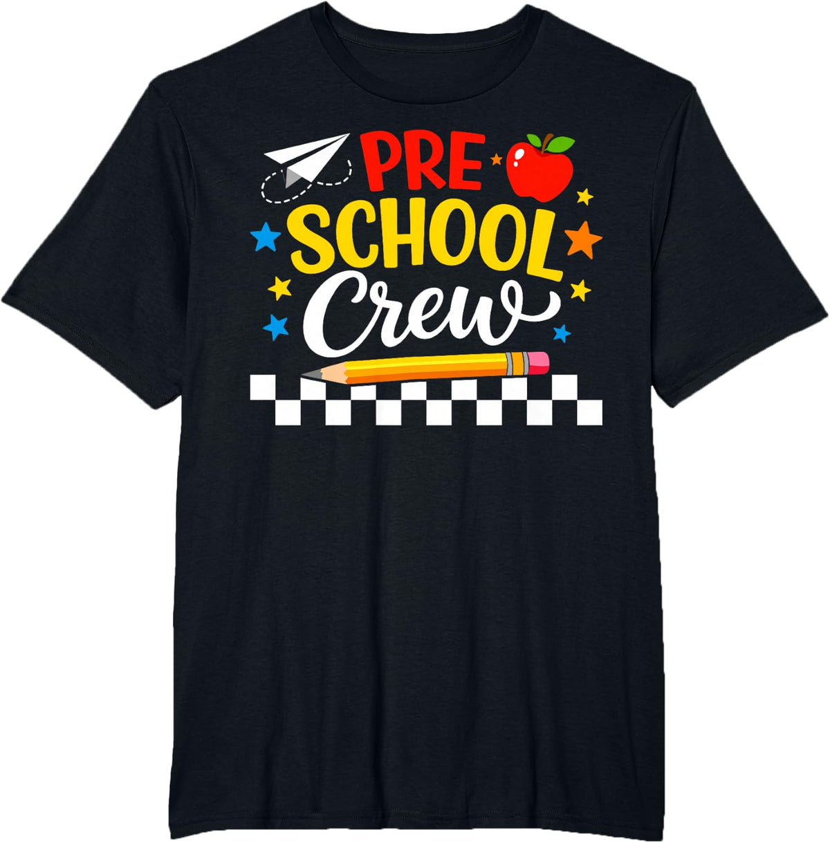 Preschool Crew Back to School Teacher Student T-Shirt - Black