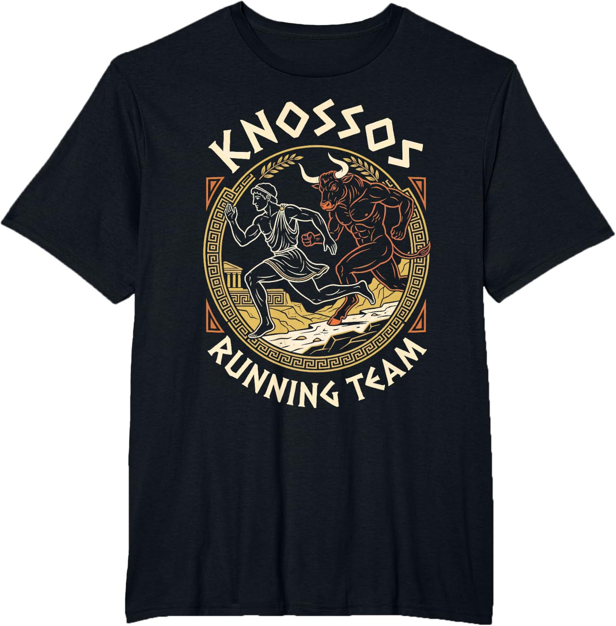 Knossos Running Team Funny Greek Mythology Minotaur Runner T-Shirt - Black