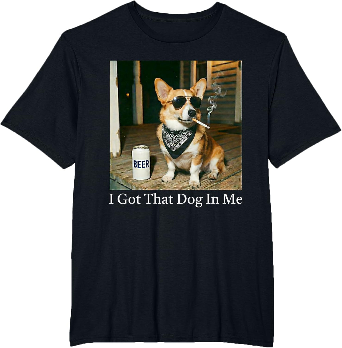 I Got that Dog in Me Corgi Smoking Cigarette Meme Humor T-Shirt - Black