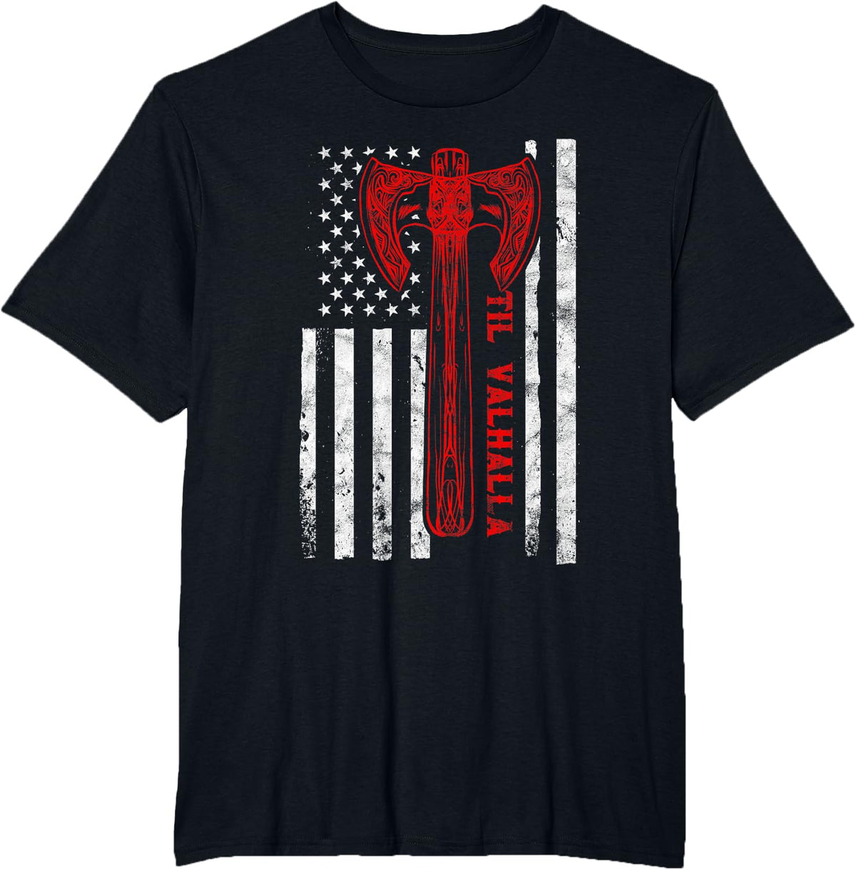 US American Til Valhalla Proud Veteran Patriotic Gift T-Shirt - Black