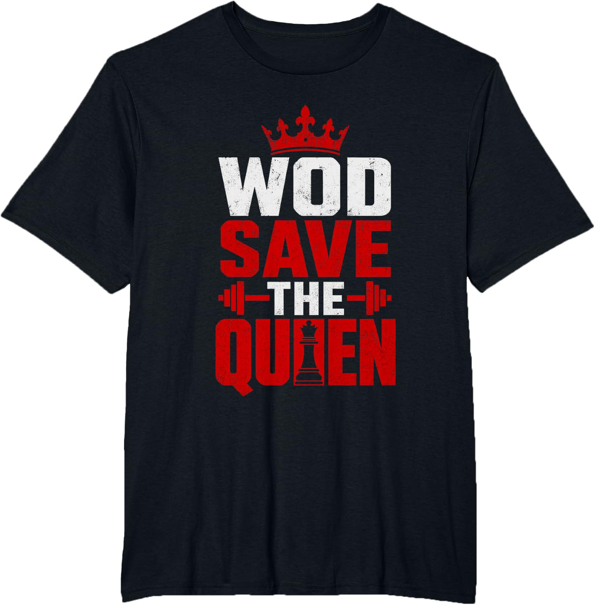 WOD Save the Queen Cross This fit Athlete Gym Workout T-Shirt - Black