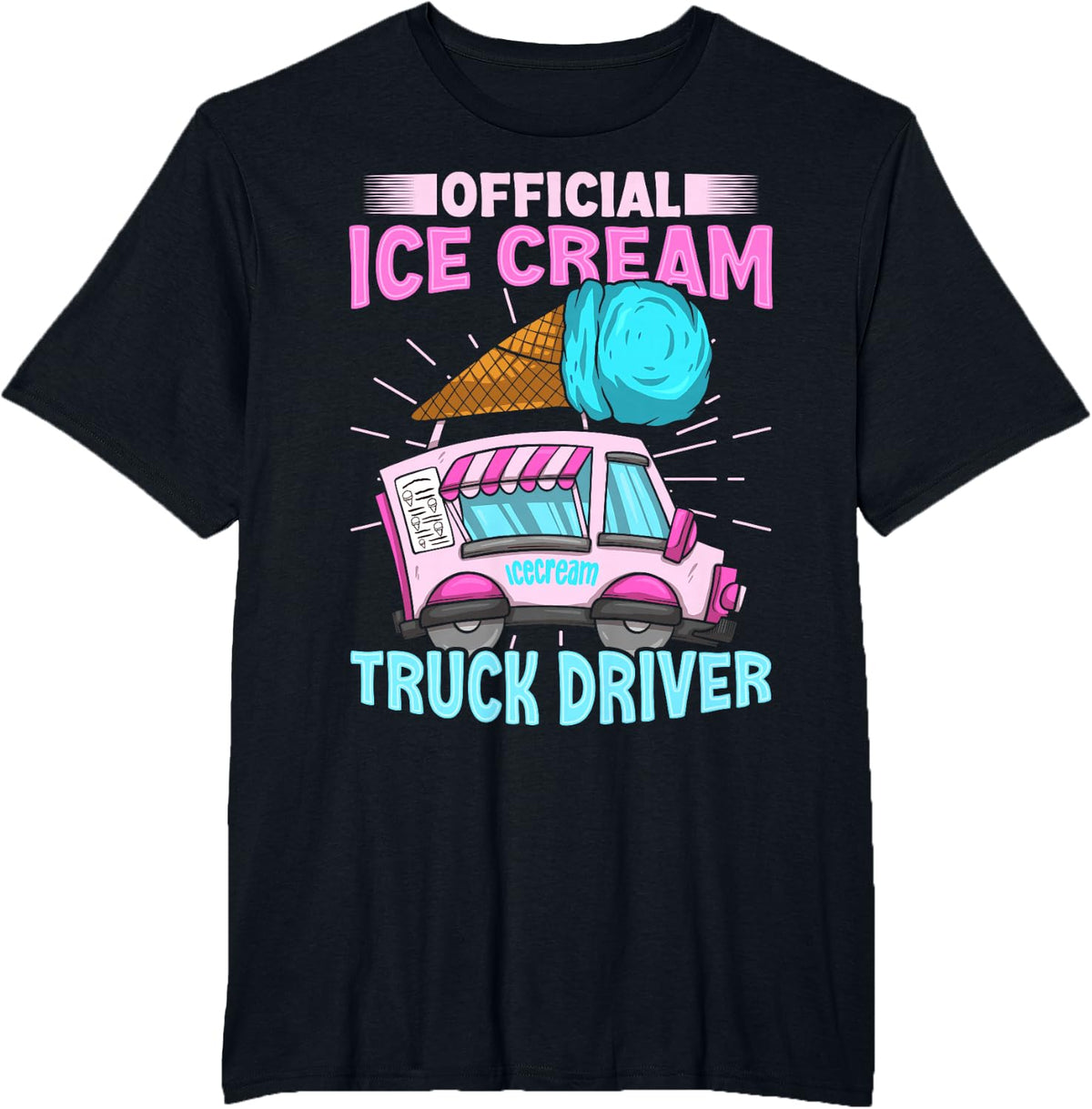 Ice Cream Cone Design for an Ice Cream Truck Driver T-Shirt - Black