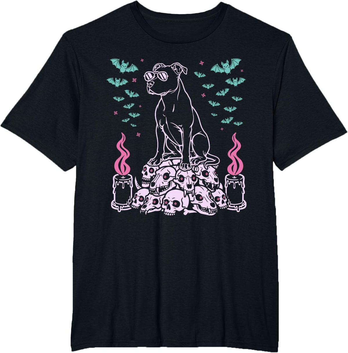 Pitbull Dog Lover Kawaii Pastel Goth T-Shirt - Black