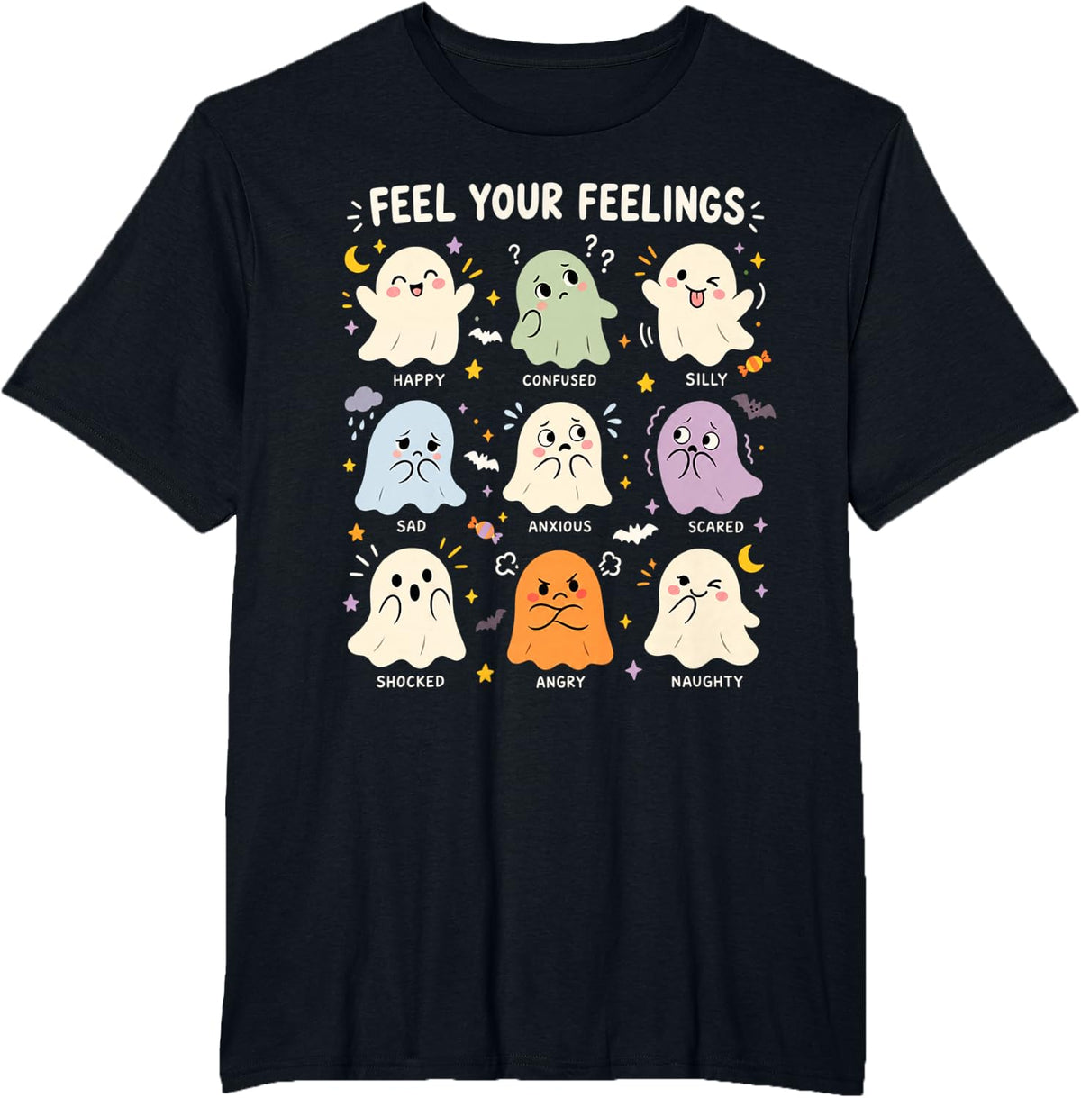 Mental Health Halloween Psychologist Feel Your Feelings T-Shirt - Black