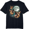 Three German Shepherd Moon | Funny Howling Dogs Canine Meme T-Shirt - Black