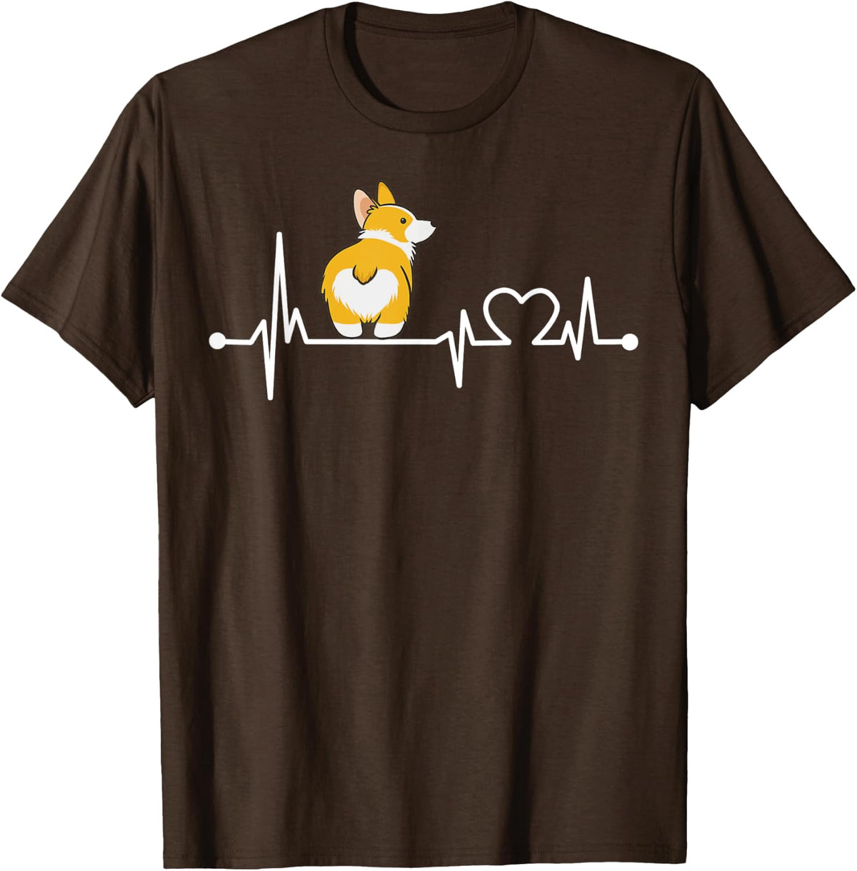 Corgi Heartbeat T-Shirt Funny Pet Cool Lover Gift - Brown