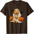 Cute Goldendoodle Ghost Halloween Dog Lover Humor T-Shirt - Brown