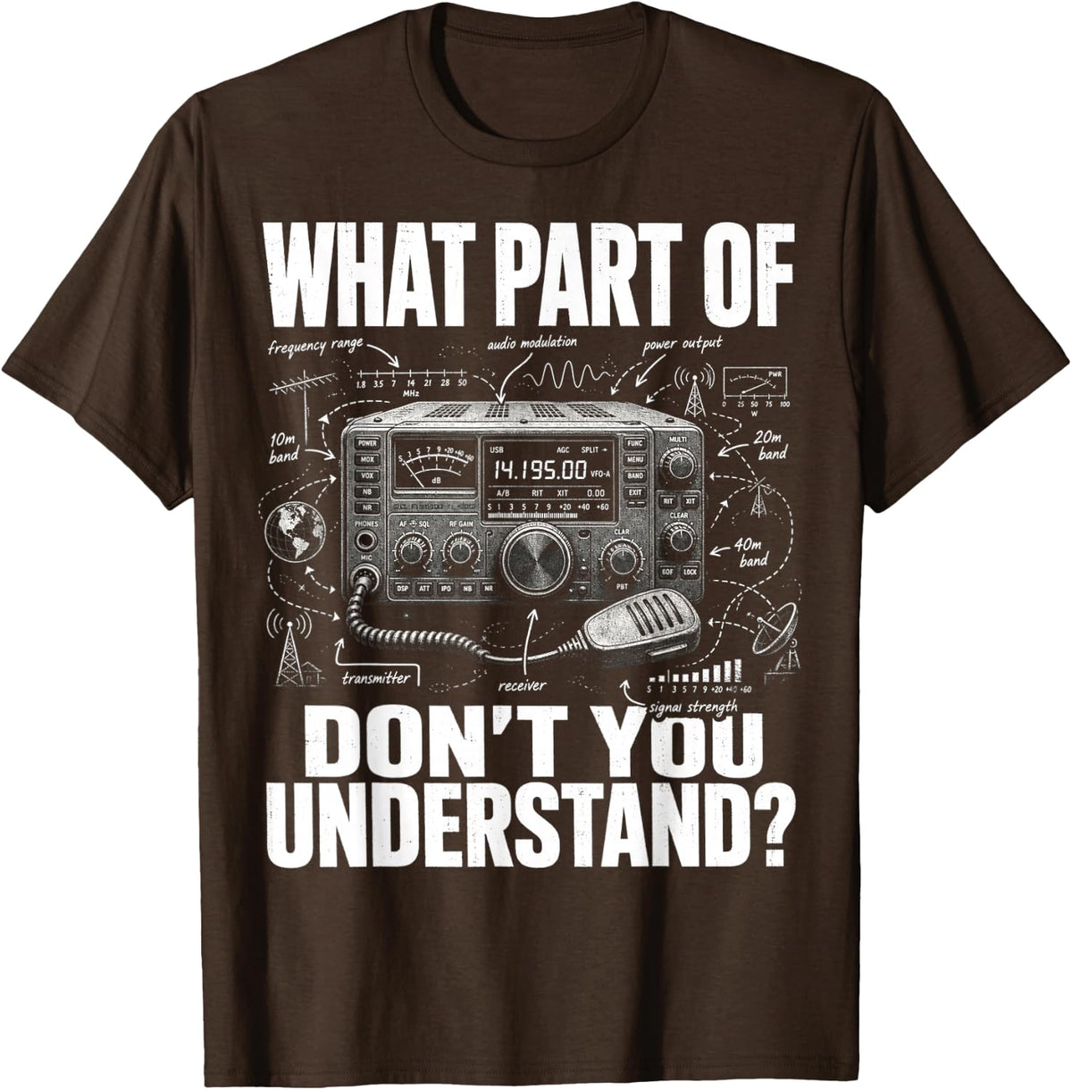 What Part of Ham Radio Dont You Understand Funny Operator T-Shirt - Brown