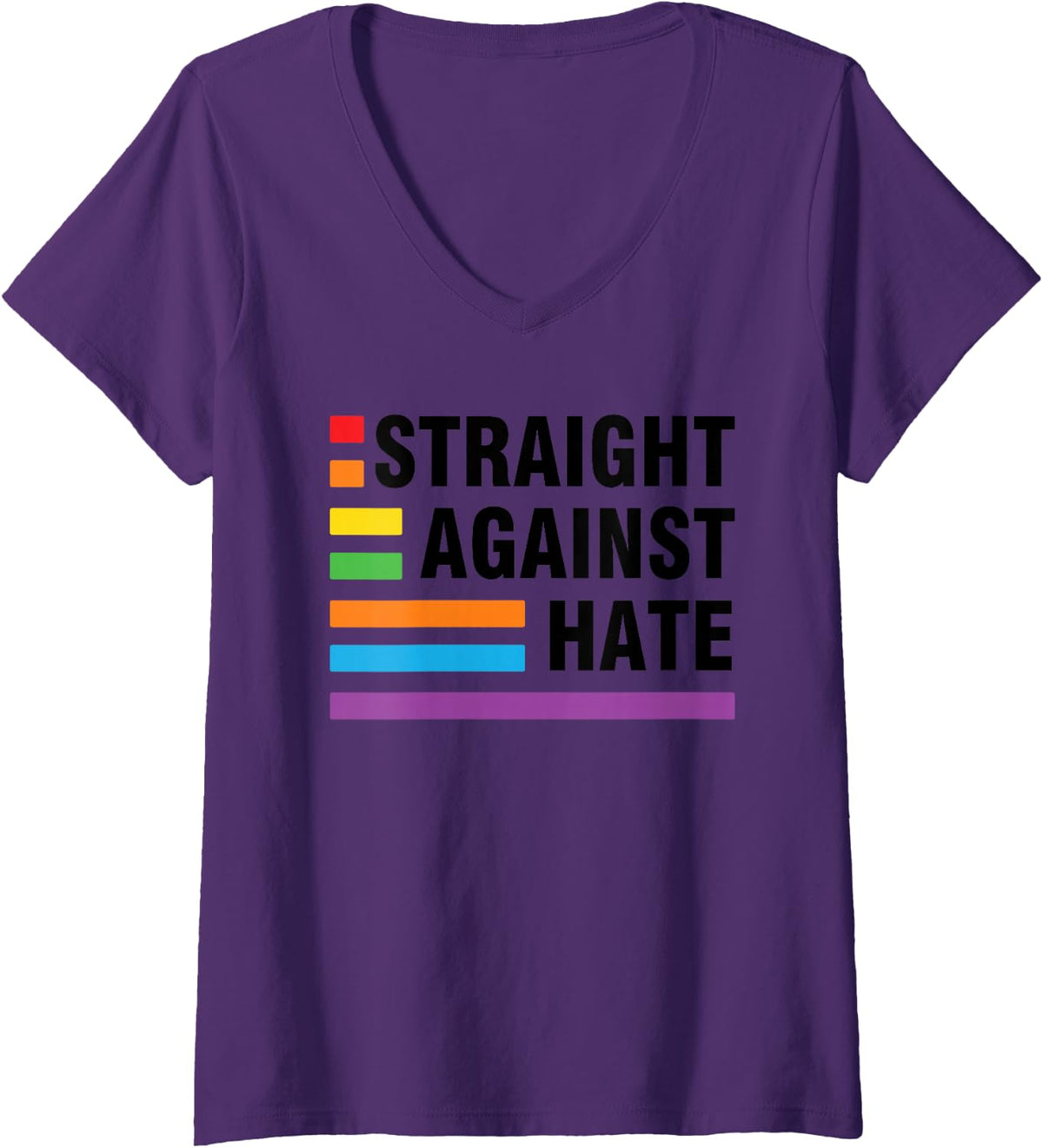 Women's Direct Against Hate - LGBT Pride V-Neck T-Shirt - Purple