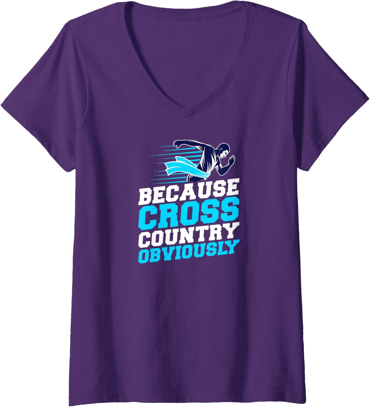 Women's Because Cross Country Obviously V-Neck T-Shirt - Purple