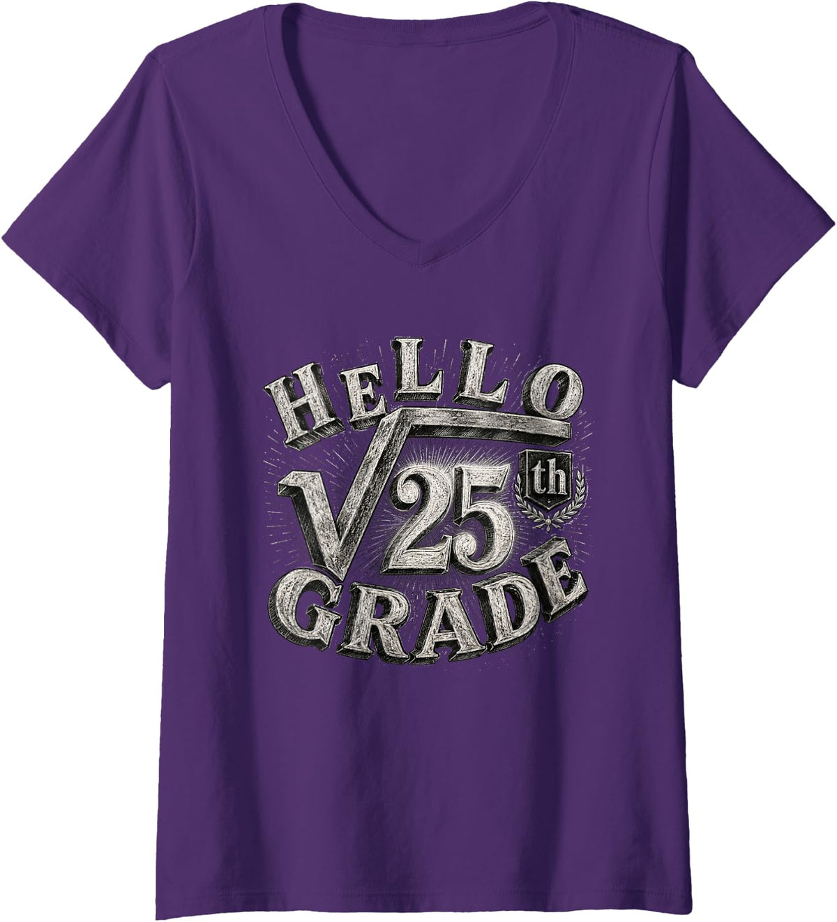 Women's Math Teacher Student Square Root Hello 5th Grade V-Neck T-Shirt - Purple