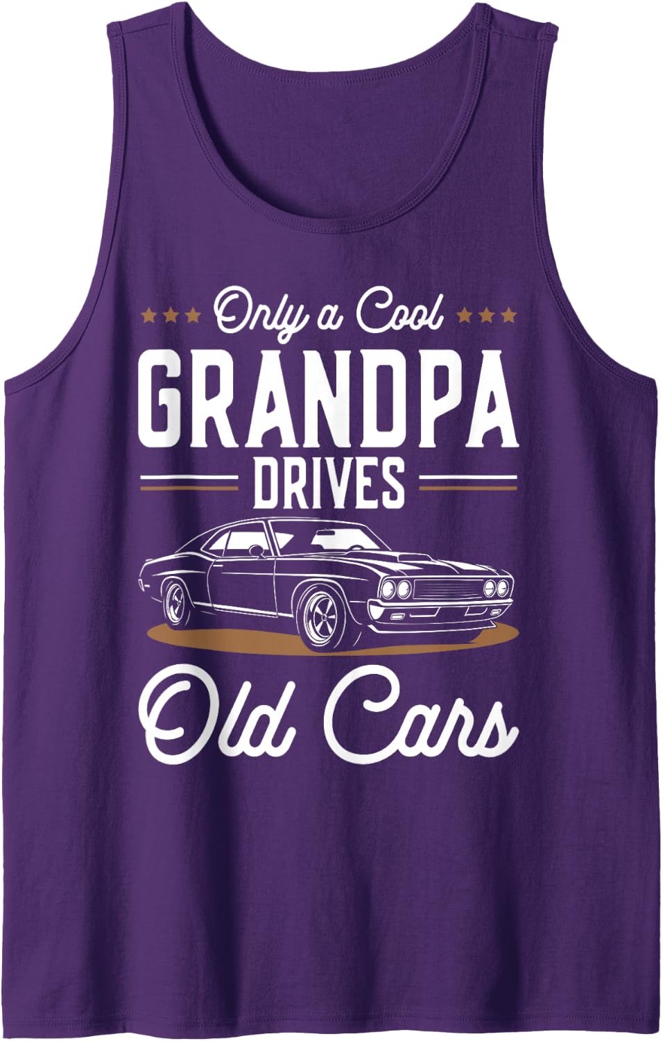 Men's Cool Grandpa Drives Old Cars Retro Classic Car Enthusiast Sleeveless Tank Top - Purple