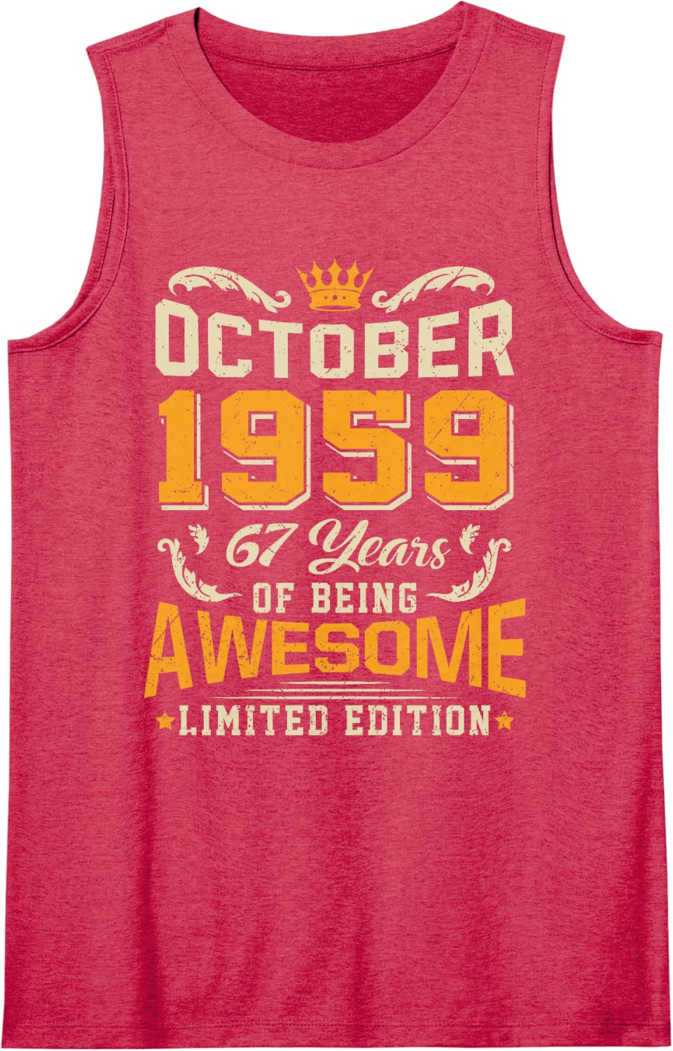 October 1959 Vintage 67 Years Awesome 67th Birthday Sleeveless Tank Top - Red