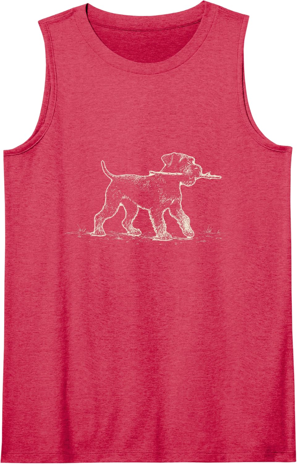 Vintage Giant Schnauzer Stick Ink Drawing Dog Lover Sleeveless Tank Top - Red