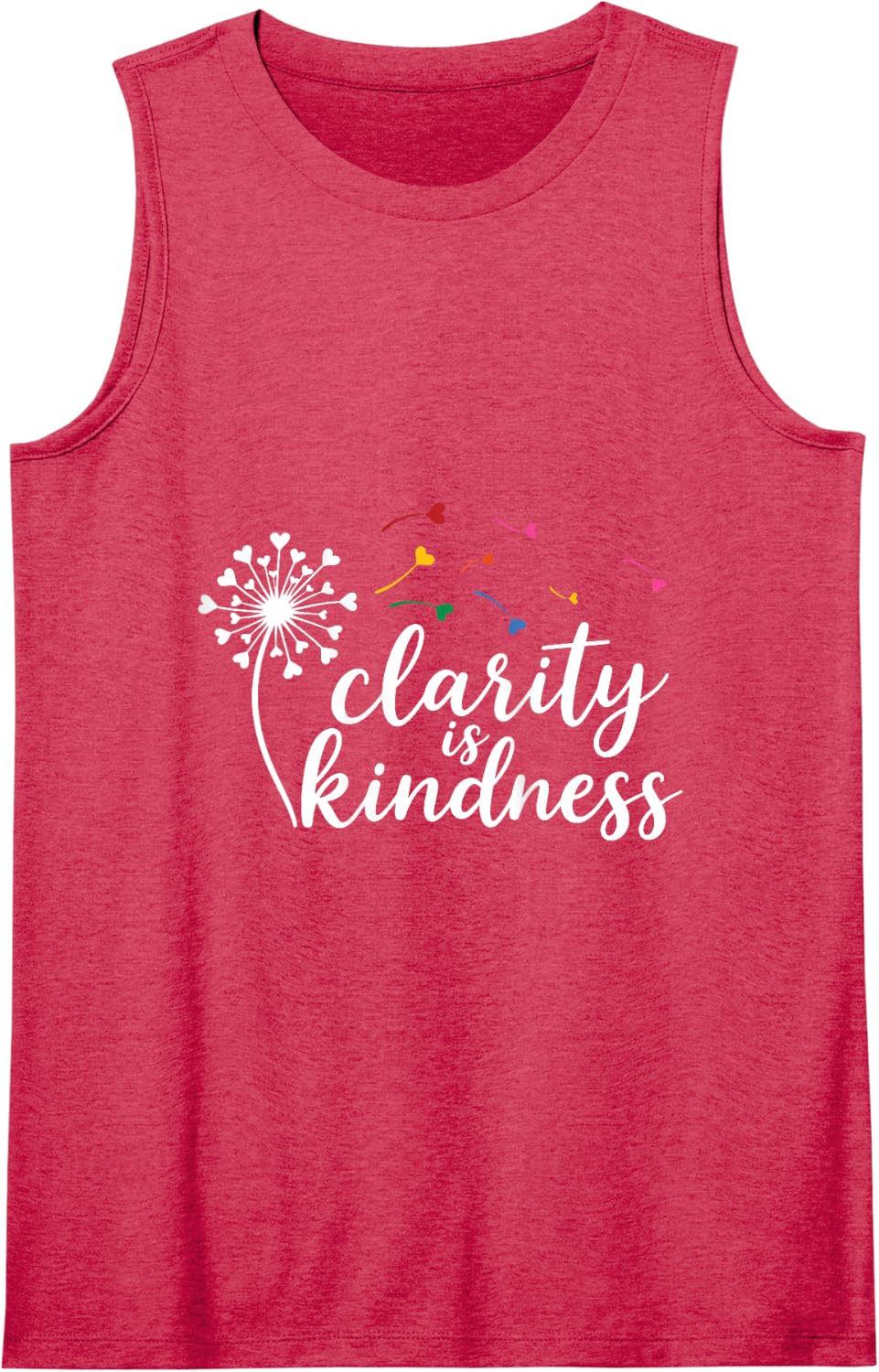 Clarity is Kindness Dandelion Script Floral Positivity Women Tank Top - Red