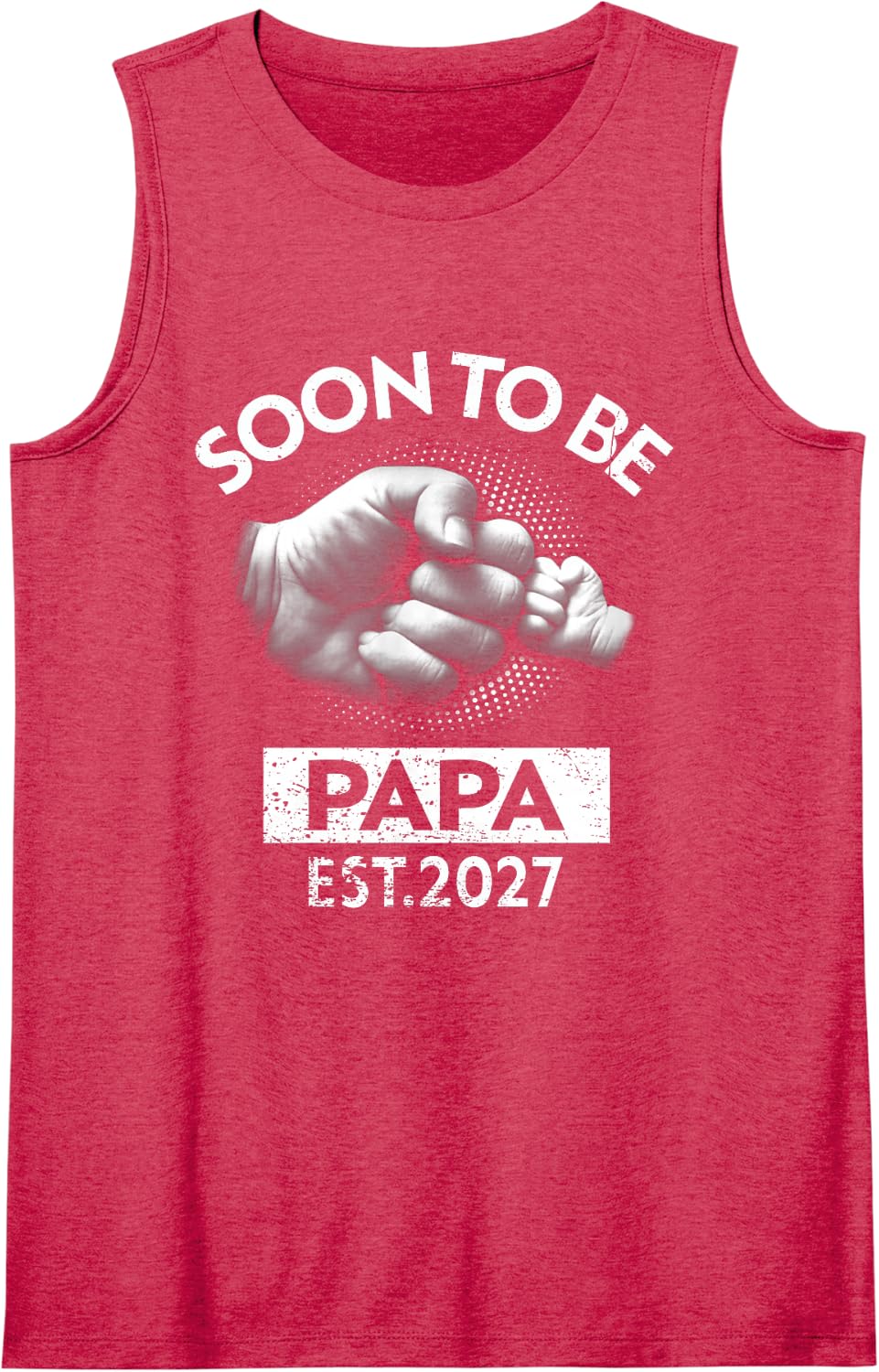 Promoted to Papa est. 2027 Retro Fathers Day New Daddy Sleeveless Tank Top - Red