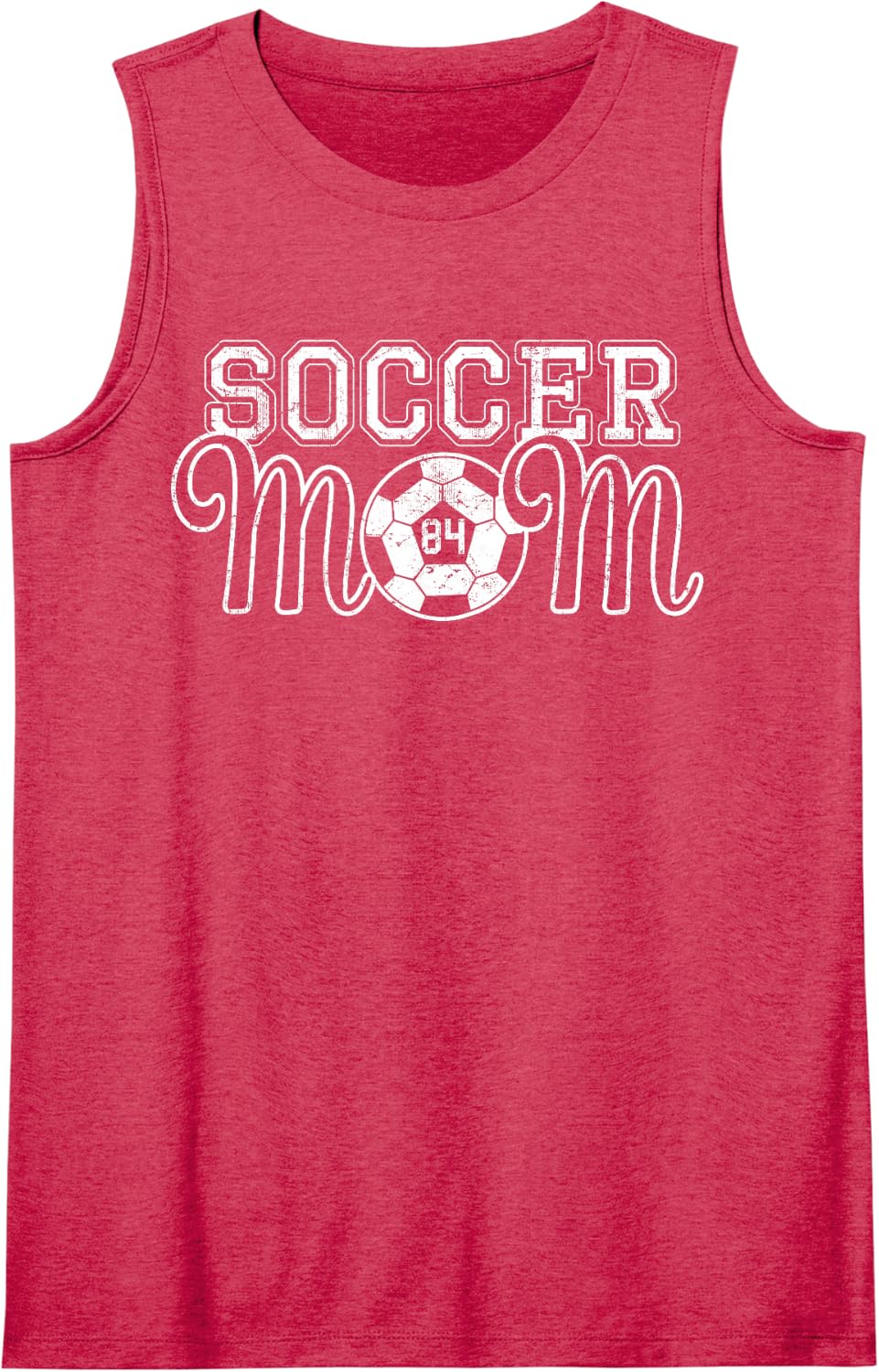 Vintage White Number 84 Soccer Mom #84 Player Jersey Shirt Tank Top - Red