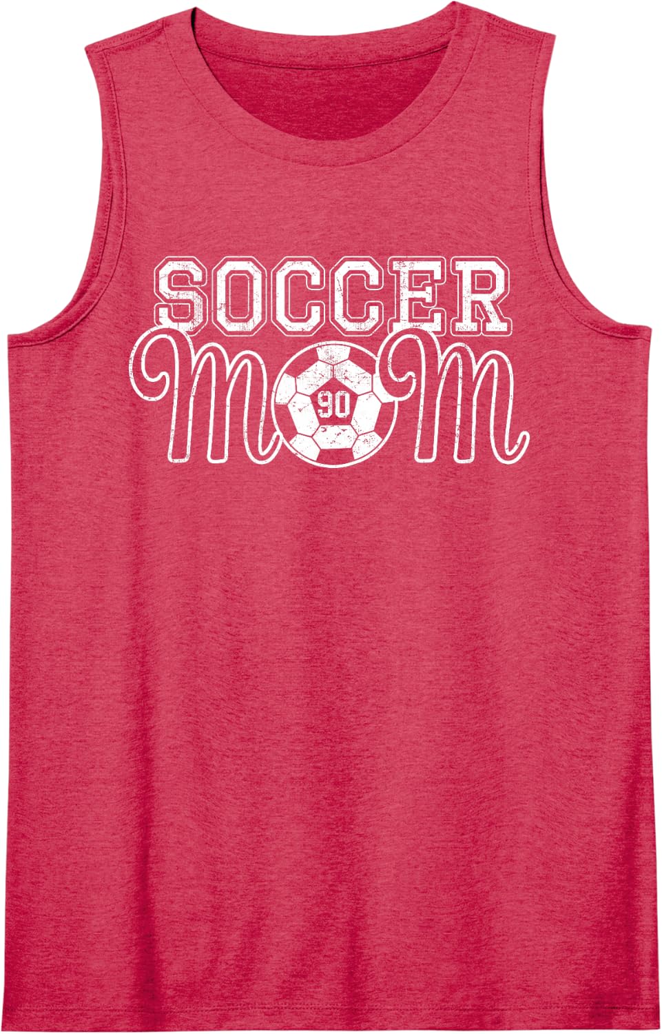 Vintage White Number 90 Soccer Mom #90 Player Jersey Shirt Tank Top - Red
