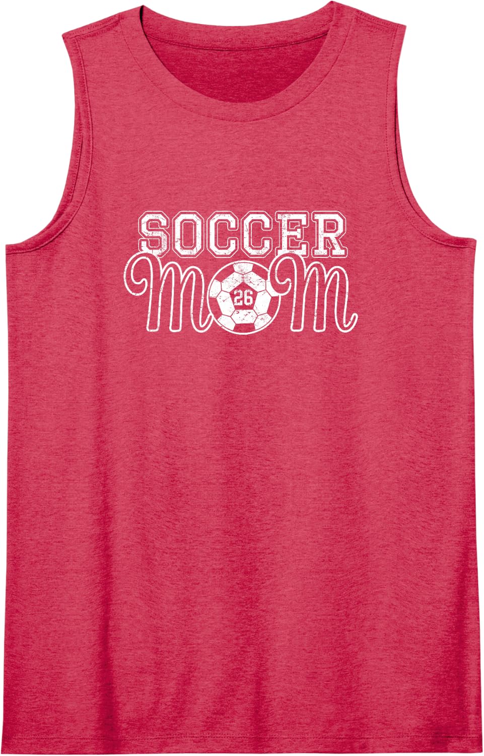 Vintage White Number 26 Soccer Mom #26 Player Jersey Shirt Tank Top - Red