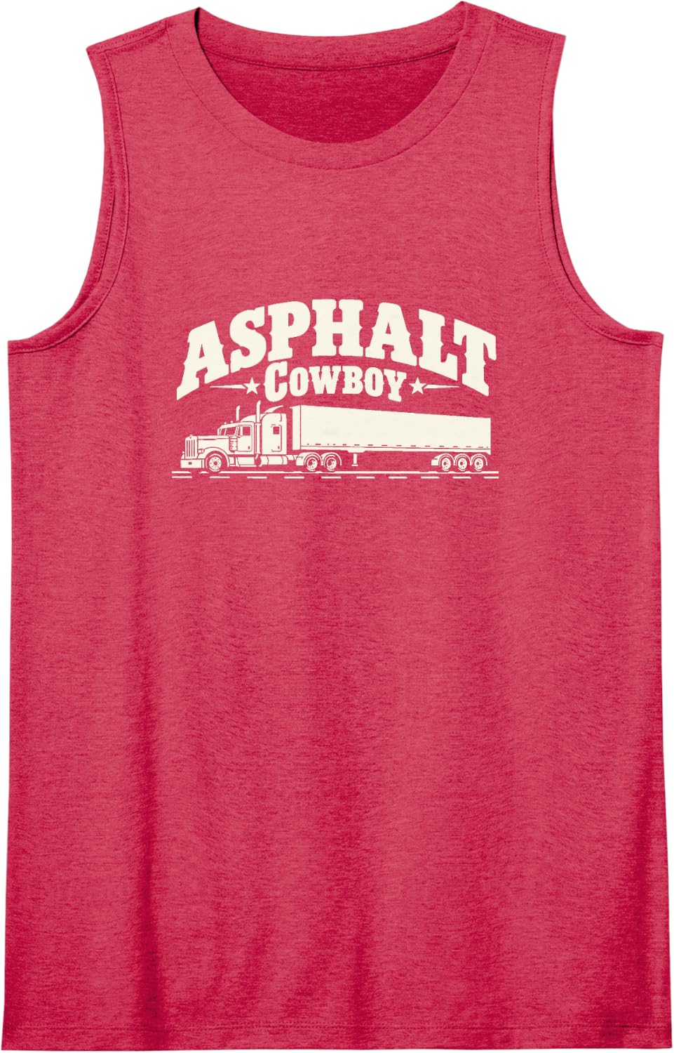 Truckers Asphalt Cowboy Tractor Trailer Highway Life Sleeveless Tank Top - Red