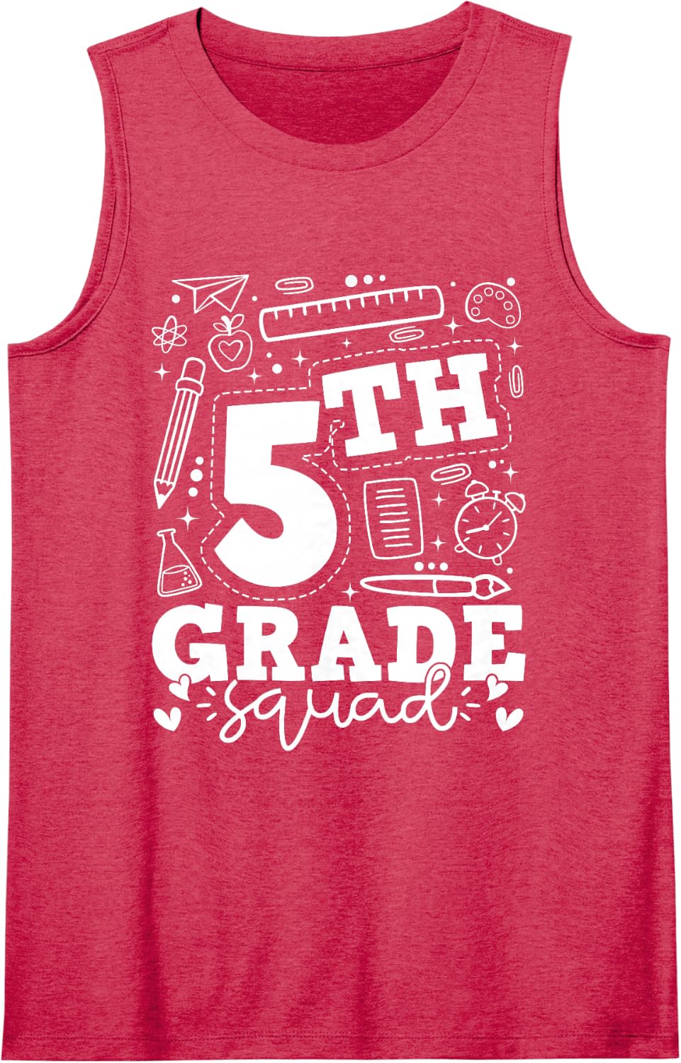Back to School 5th Fifth Grade Squad Teacher Kid Sleeveless Tank Top - Red
