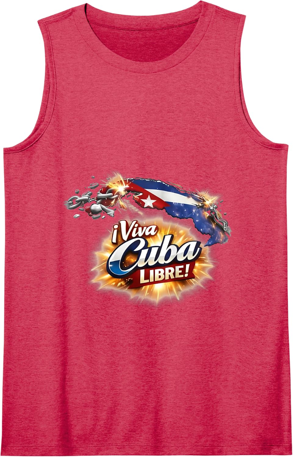 Viva Cuba Libre Cuban Flag Map Freedom Tank Top - Red