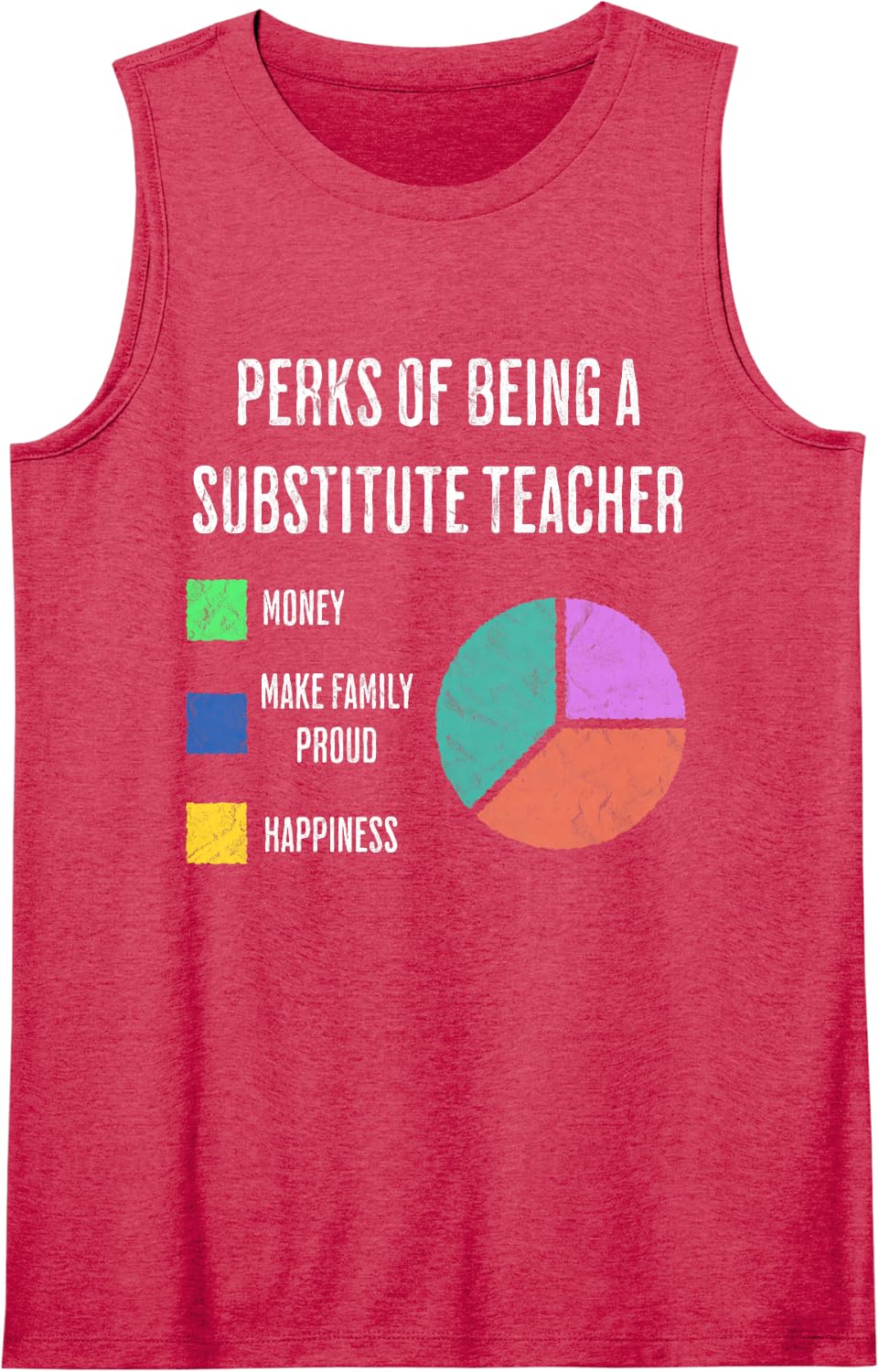 Perks of Being a Substitute Teacher Funny Pie Chart Sleeveless Tank Top - Red