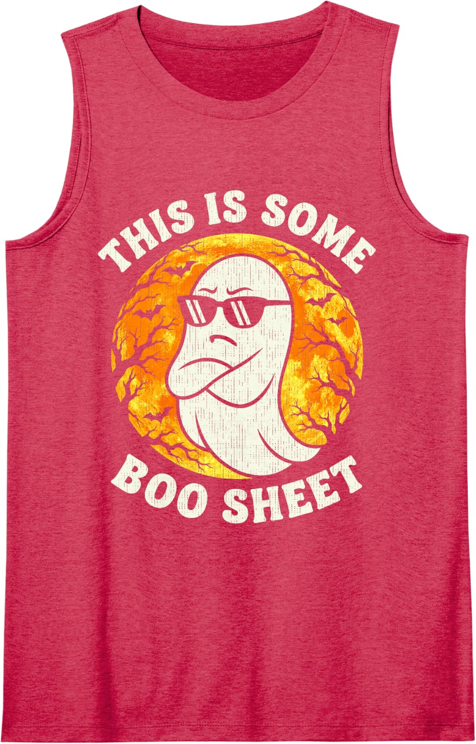 This is Some Boo Sheet Ghost Retro Funny Halloween Men Women Sleeveless Tank Top - Red