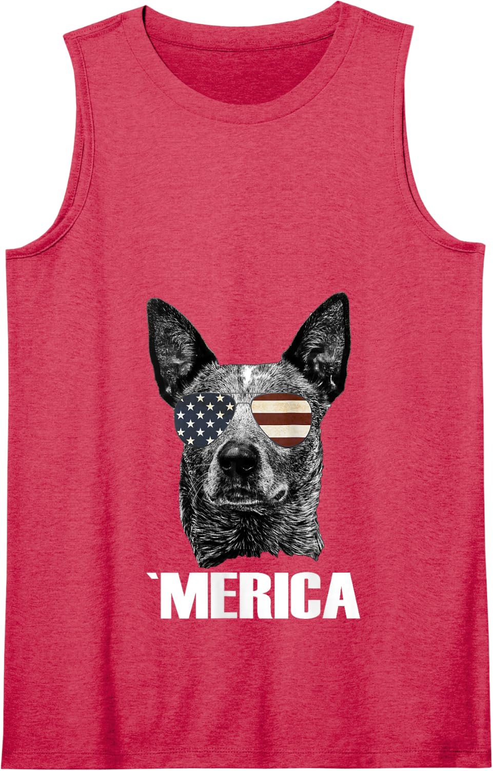 4th July Blue Heeler Dog Merica Patriotic USA Flag Cute Tank Top - Red