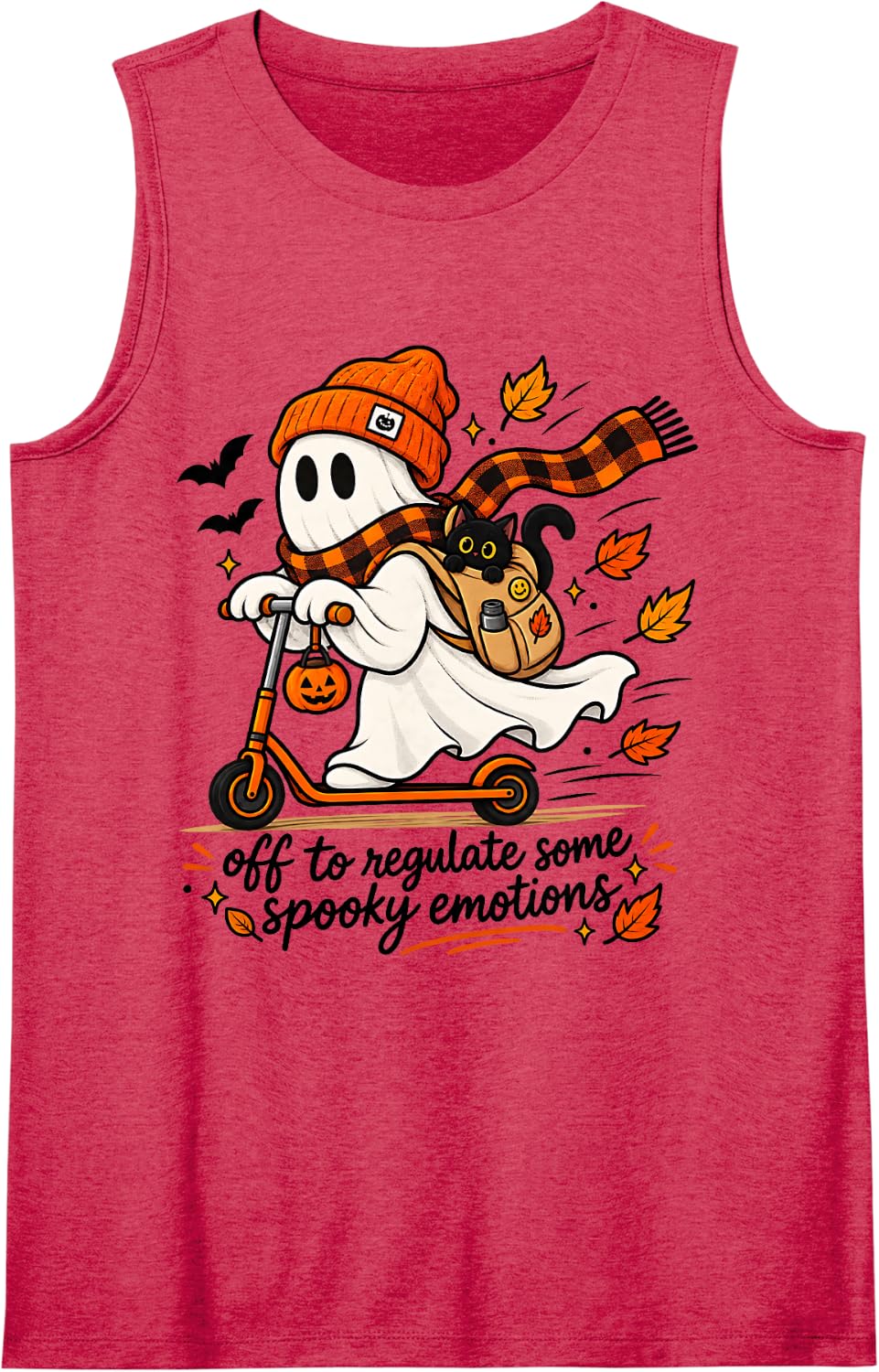 Therapist Halloween Spooky Mental Health Ghost Fall Therapy Sleeveless Tank Top - Red
