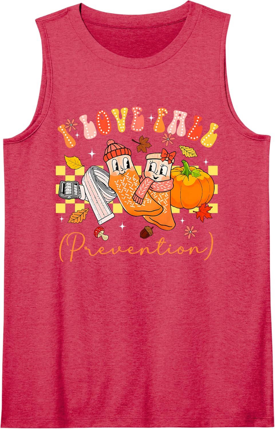 Fall Prevention I Love Fall Physical Therapy Groovy Tank Top - Red
