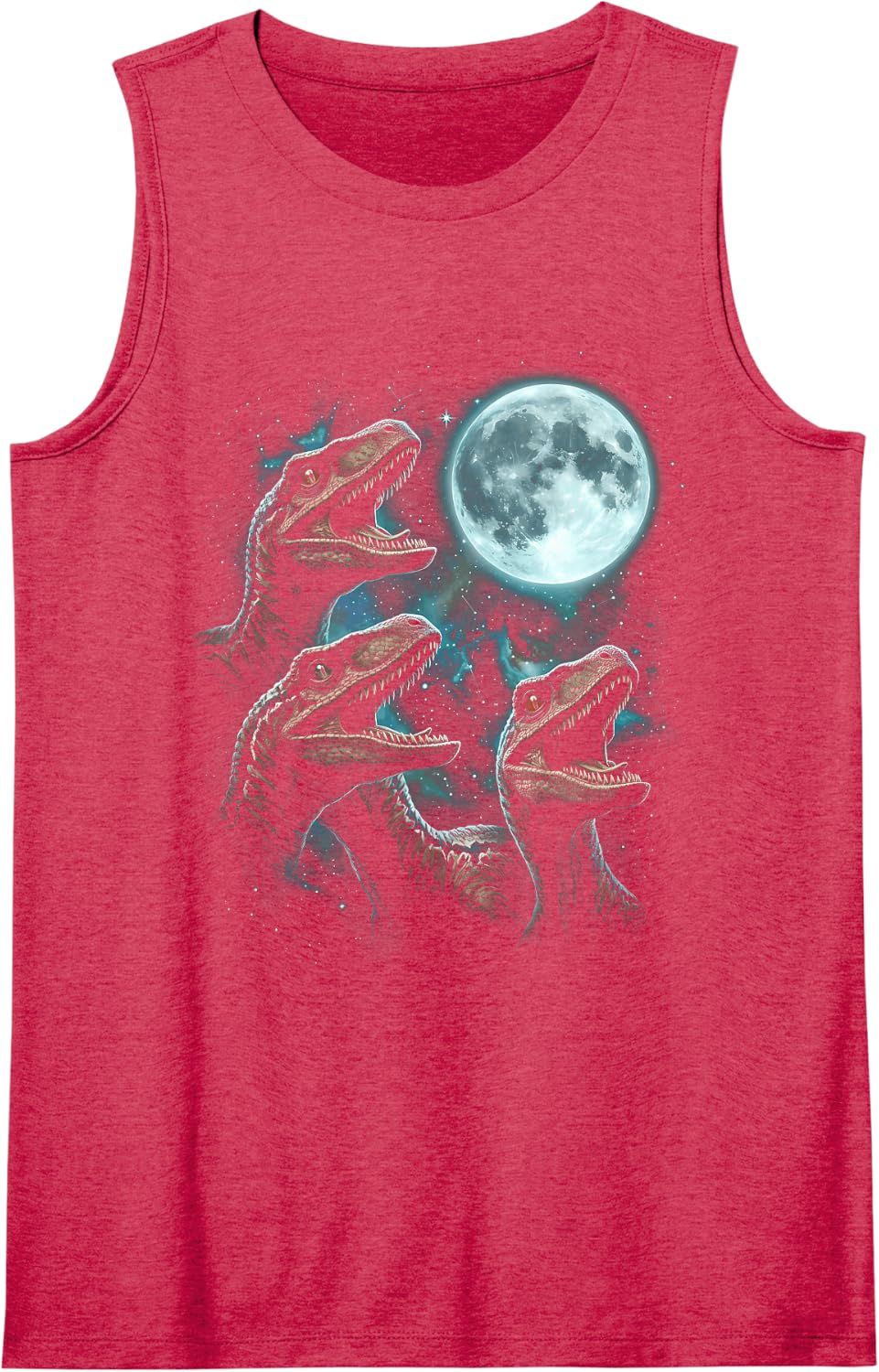 Velociraptor Howling to The Moon Meme Three Howl At Moon 3 Sleeveless Tank Top - Red