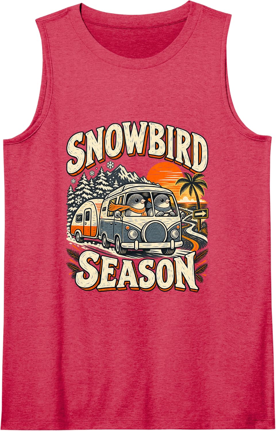 Snowbird Season RV Camping Camper Van Winter Travel Sleeveless Tank Top - Red