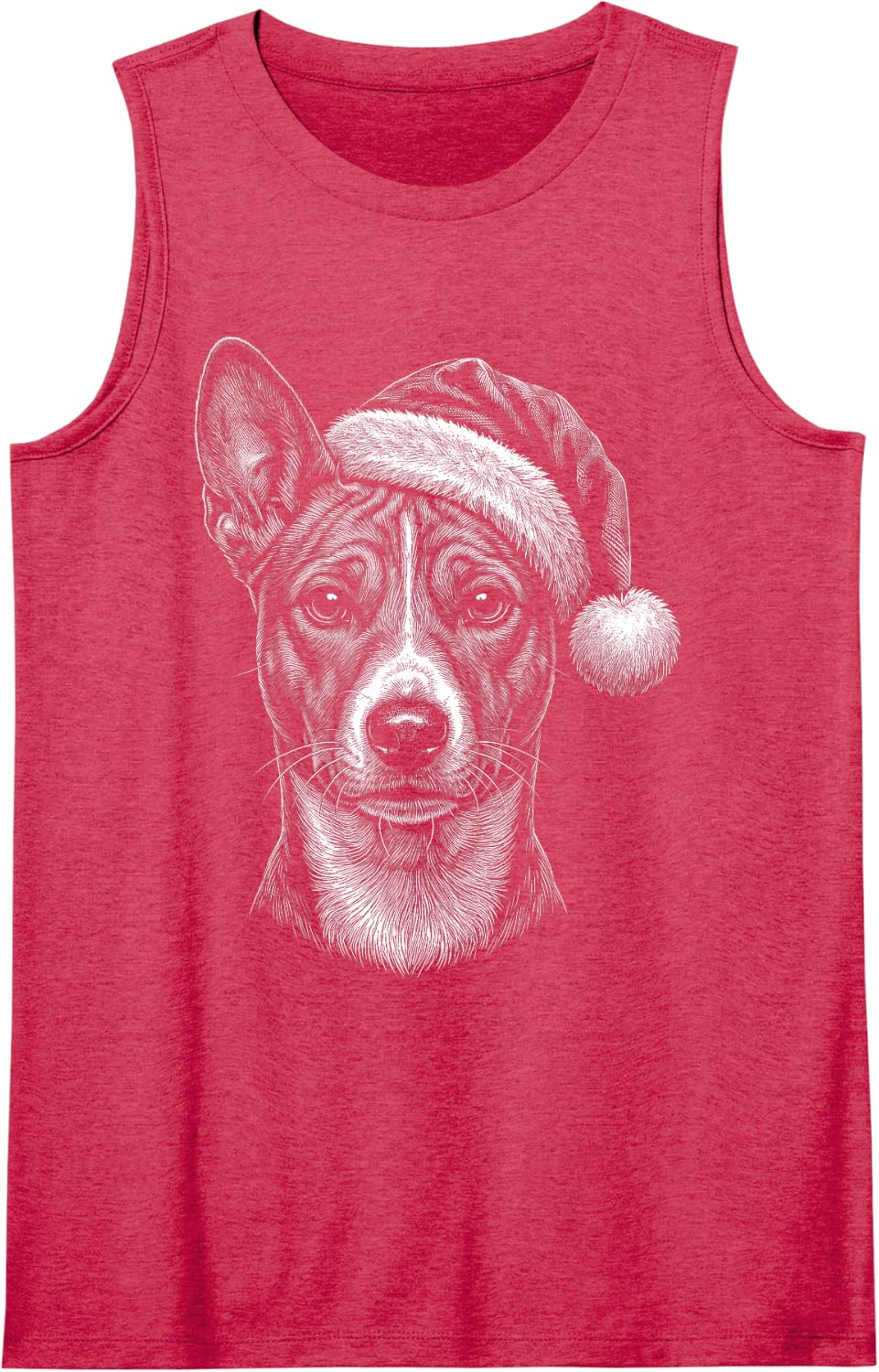 Basenji Christmas Santa Hat Sleeveless Tank Top - Red