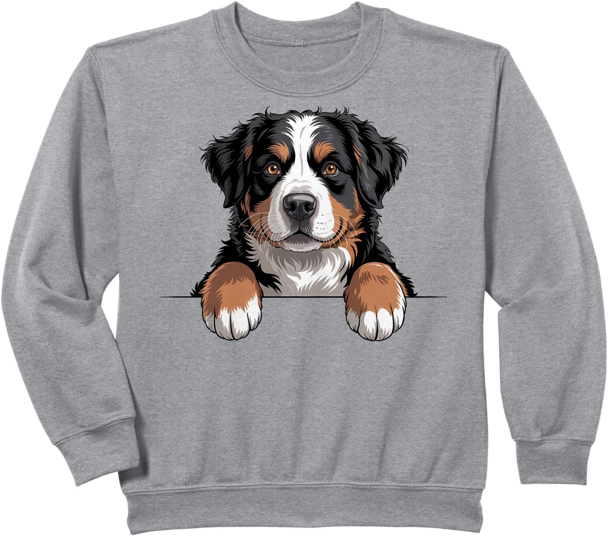 Bernese Mountain Dog Funny Peeking Pocket Berner Puppy Sweatshirt - Heather Grey
