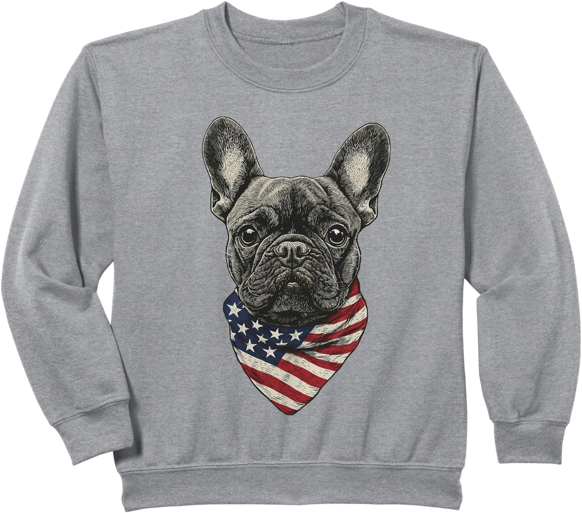 French Bulldog American Flag Sweatshirt - Heather Grey