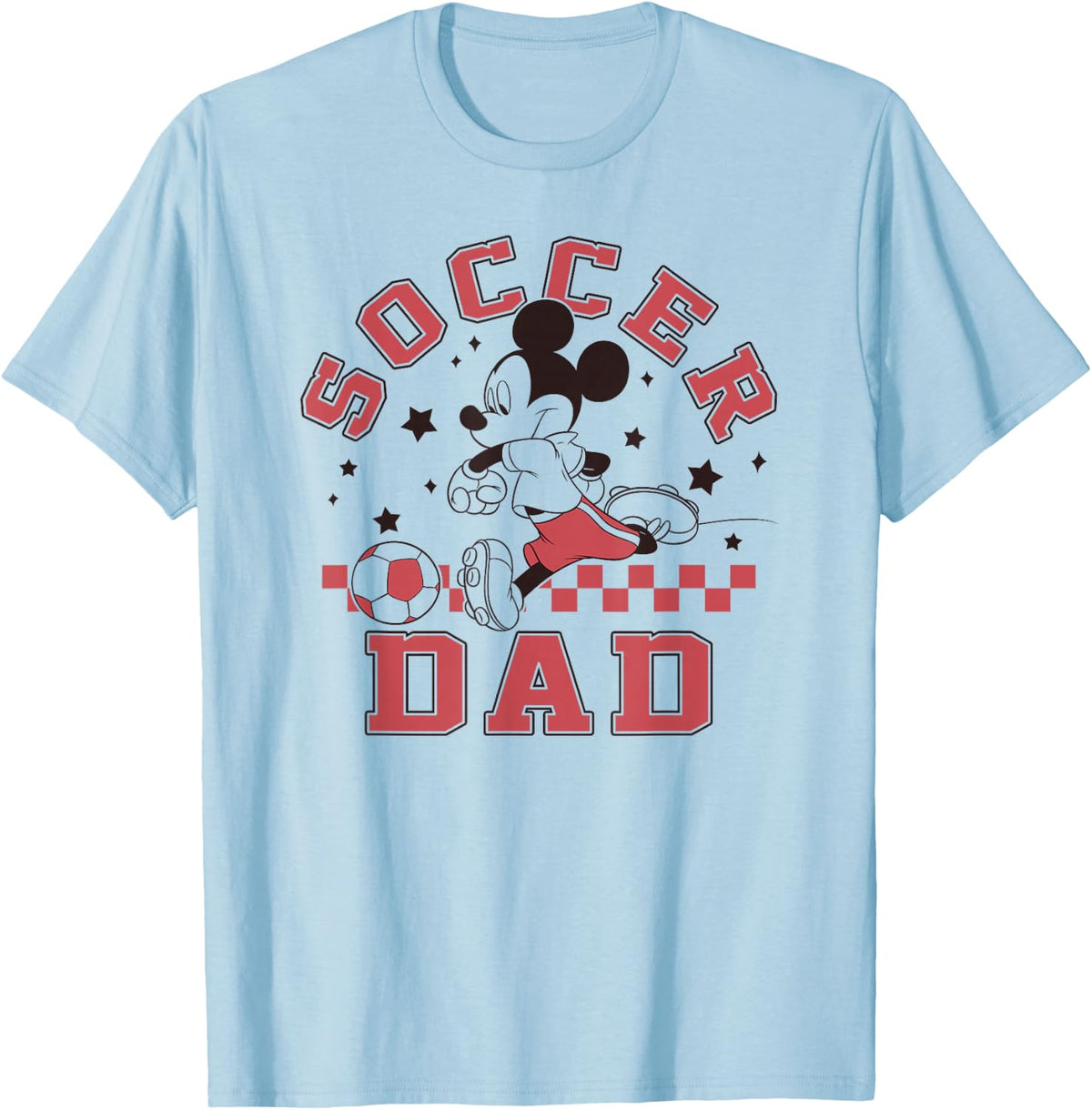 Disney Mickey & Friends Father's Day Soccer Dad Chest Poster T-Shirt - Baby Blue