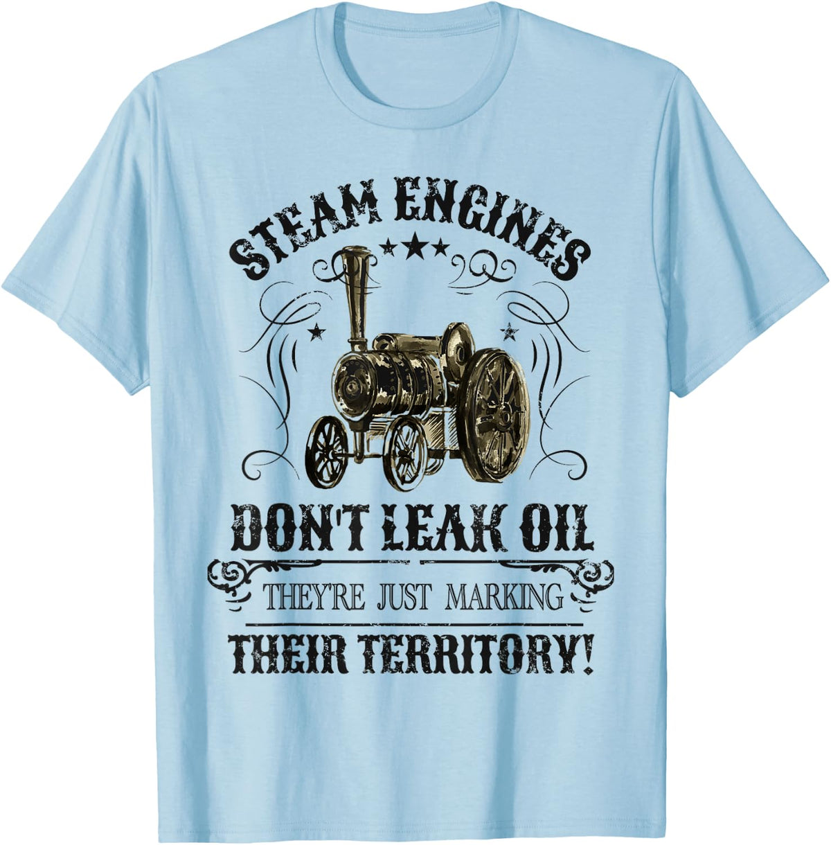 Steam Traction Engine Retirement Idea For Men & Steam Engine T-Shirt - Baby Blue