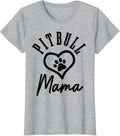 Pitbull Mama Dog Heart Pitbull T-Shirt - Heather Grey