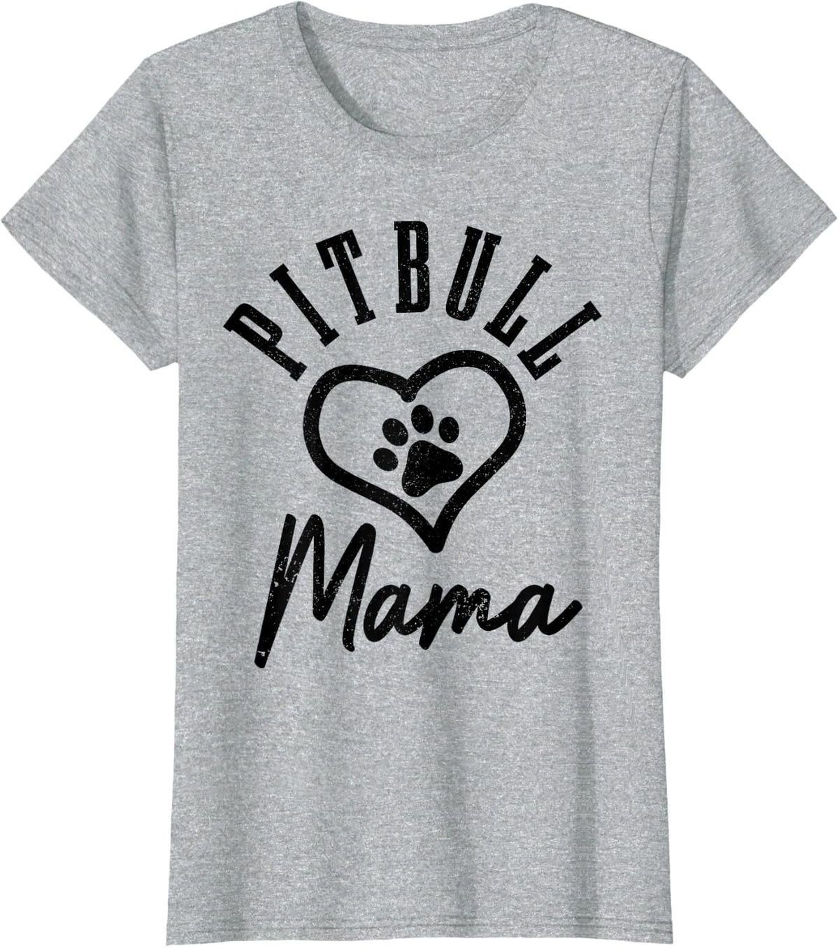 Pitbull Mama Dog Heart Pitbull T-Shirt - Heather Grey