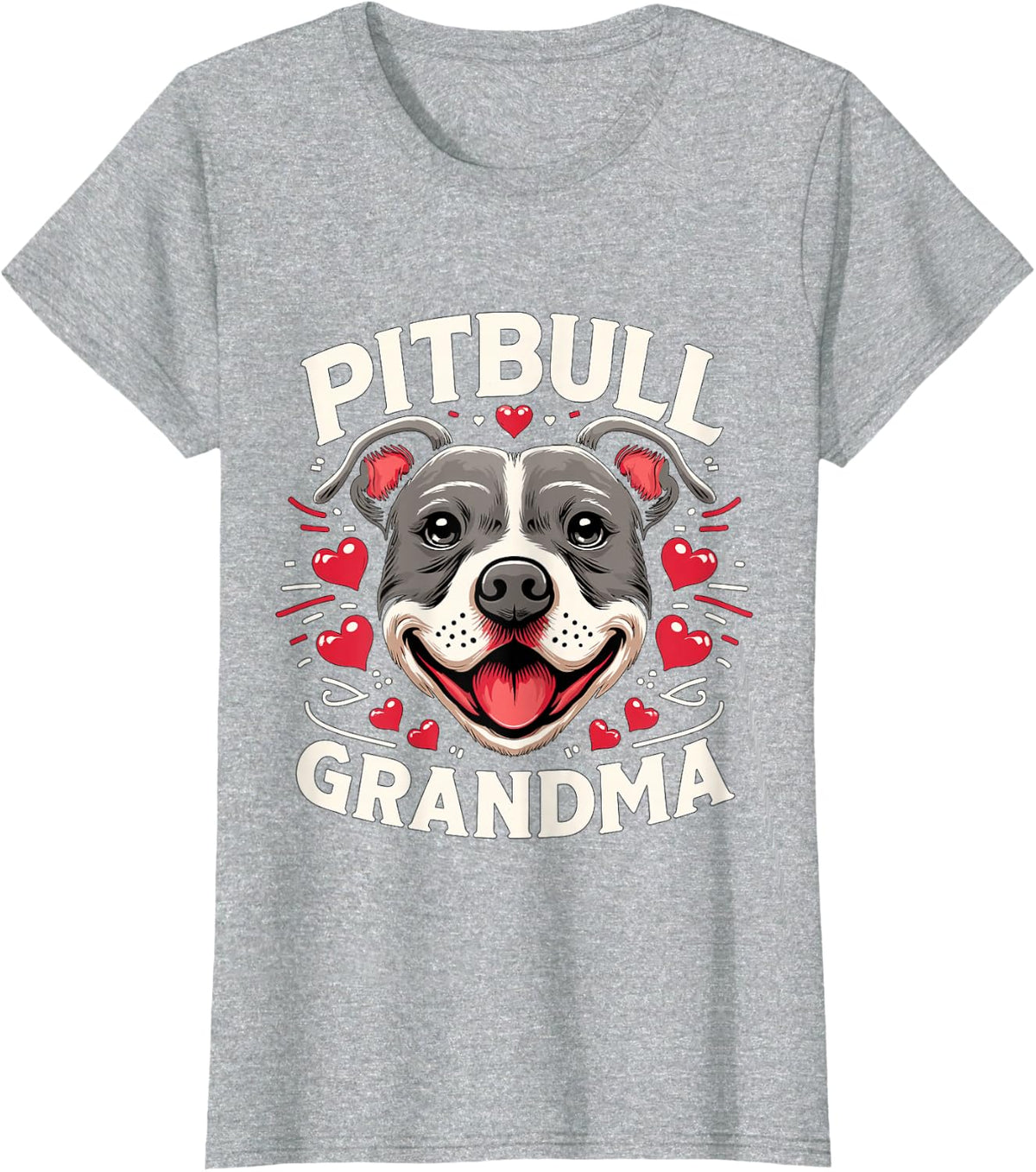 Pitbull Grandma Pittbul owner T-Shirt, Female X-Small, Black - Heather Grey