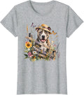 Cool Pitbull Riding Beautiful Floral Pitbull Graphic T-Shirt - Heather Grey