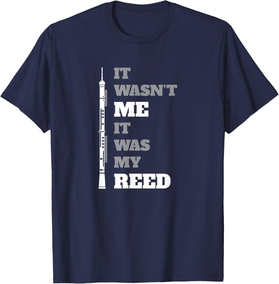 School Band Apparel Men's Blue Modern Funny Oboe Players T-Shirt - Navy Blue